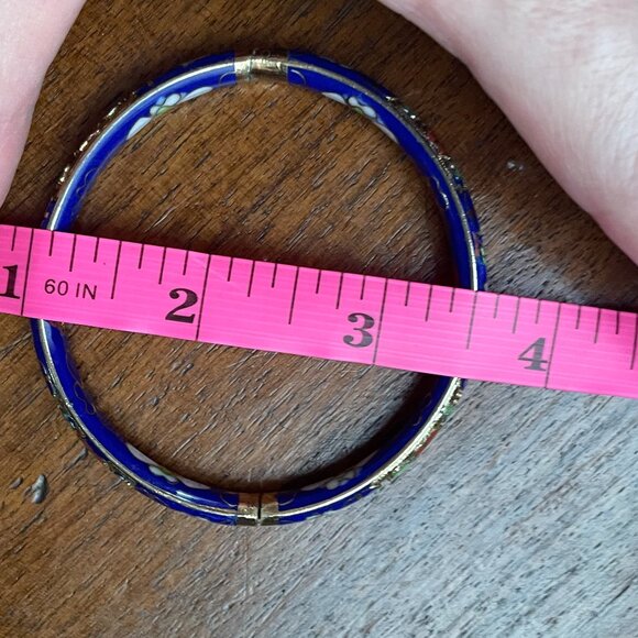 Blue, red, gold, green and white cloisonne bracelet with hidden clasp. - Picture 7 of 7